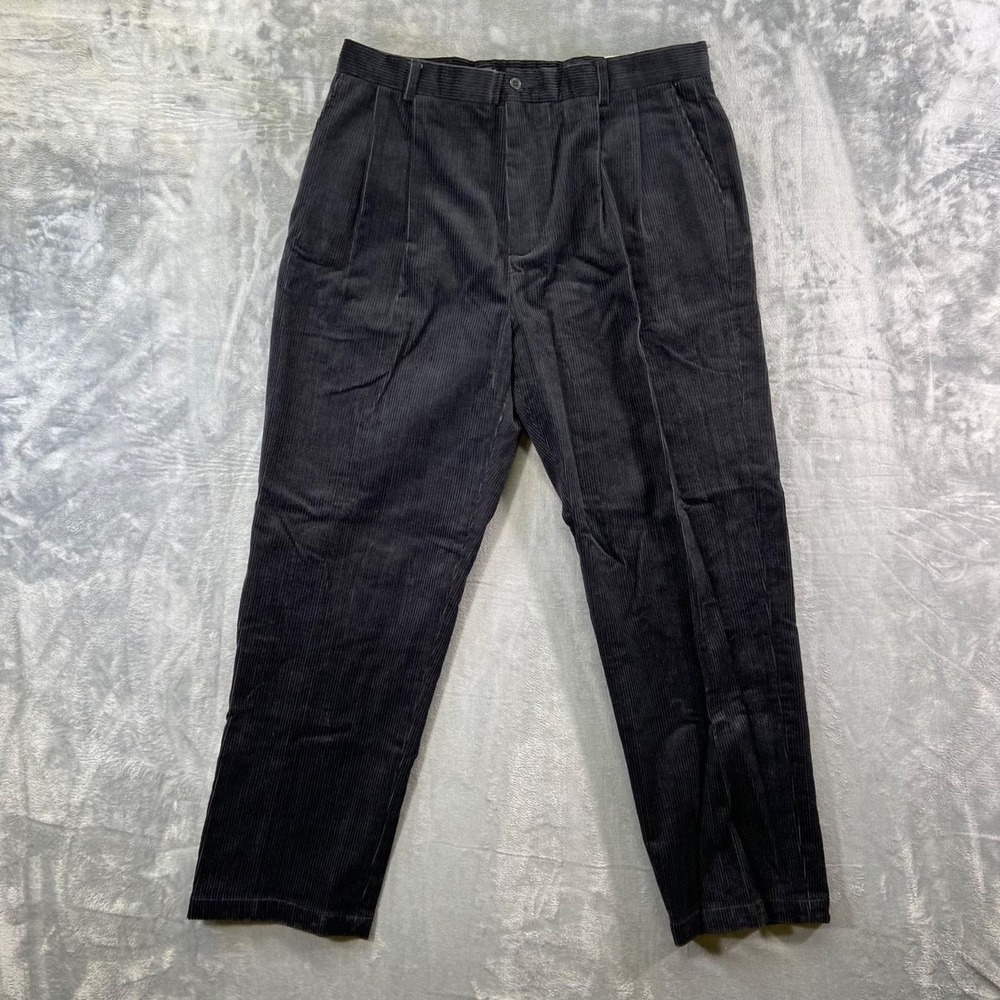 New‎ Jones New York Pleated Corduroy Pants Men's 36x30 Black Cotton
